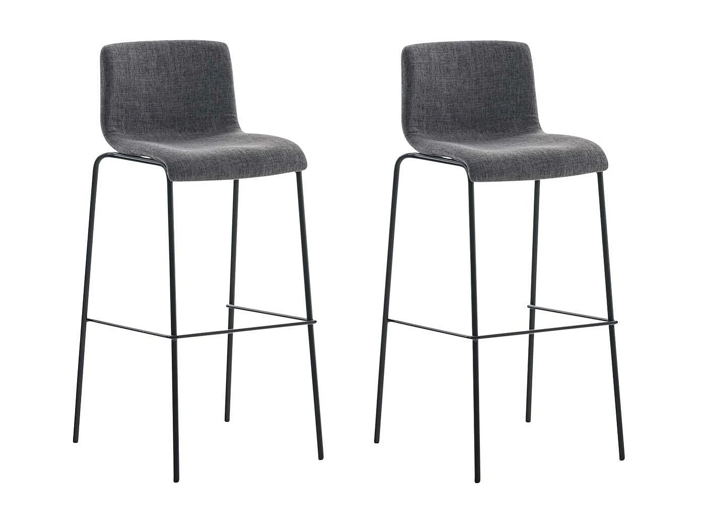 2er Set Barhocker - Stoff & schwarz - hellgrau - Hover