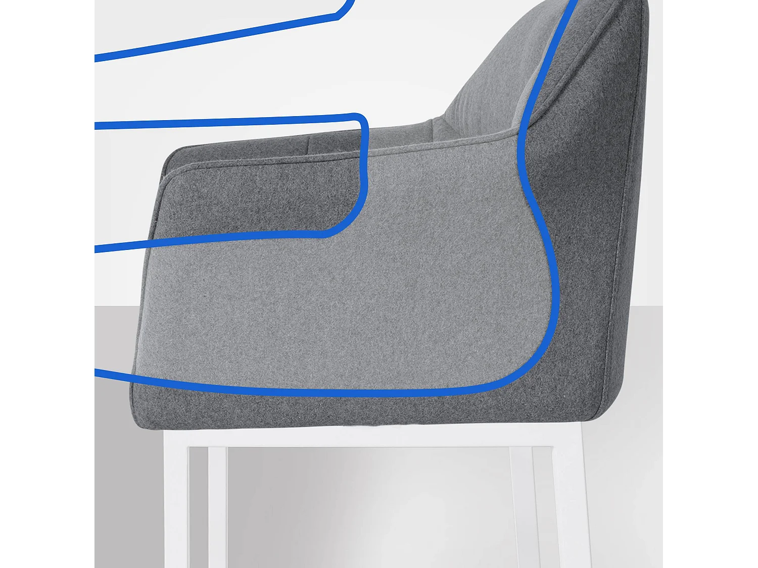 Tabouret de bar - Feutrine & Blanc - Gris - Damaso