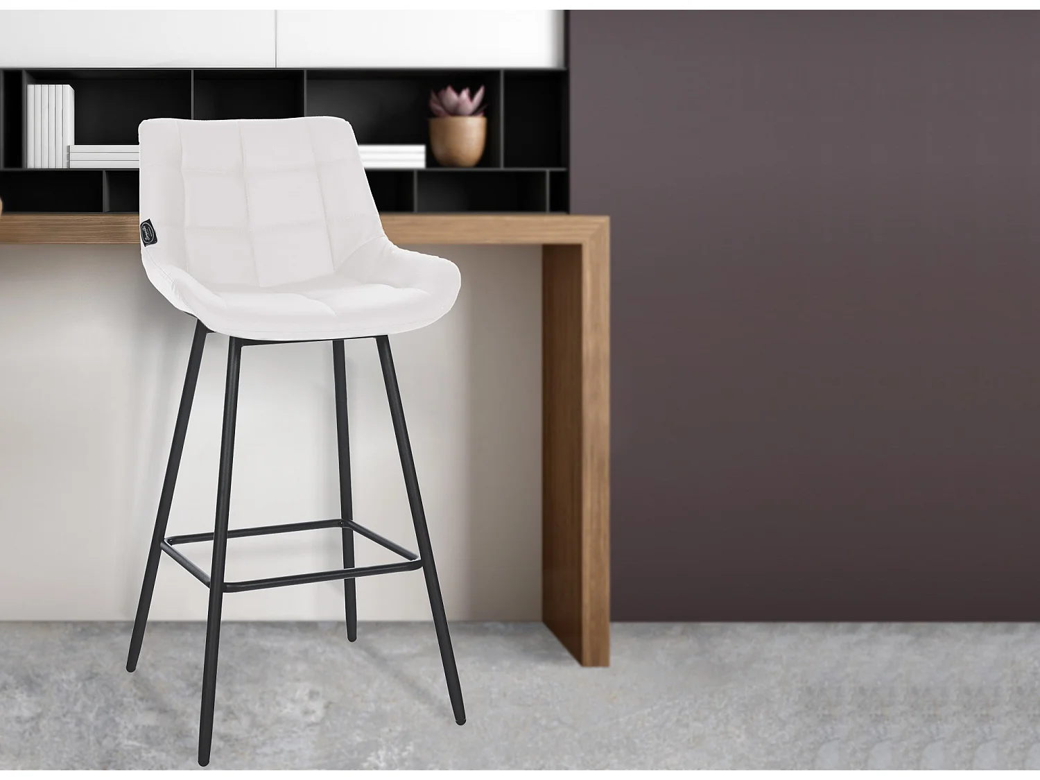 Tabouret de bar - Similicuir & Métal - Blanc - Weston