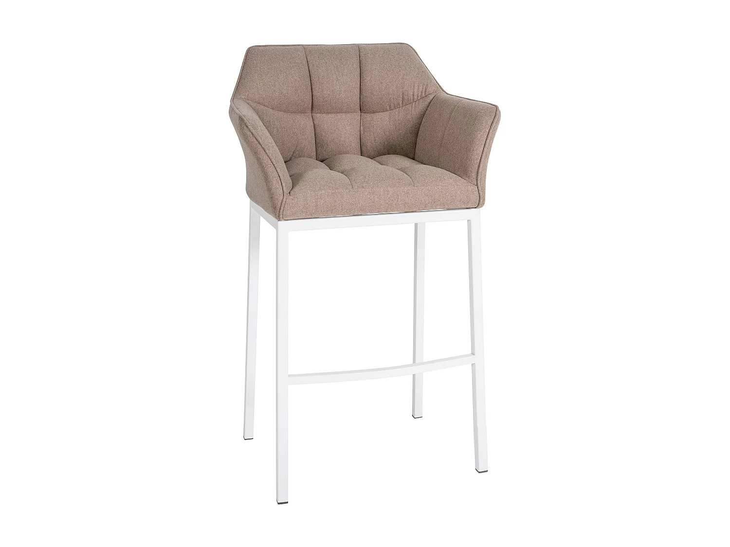 Tabouret de bar - Feutrine & Blanc - Taupe - Damaso