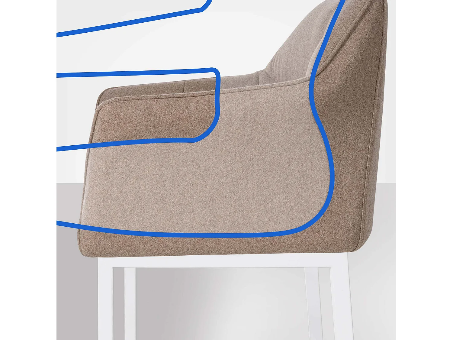 Tabouret de bar - Feutrine & Blanc - Taupe - Damaso