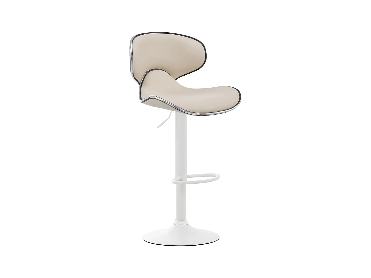 Tabouret de bar - Similicuir & Métal chromé - Crème - Las Vegas V2