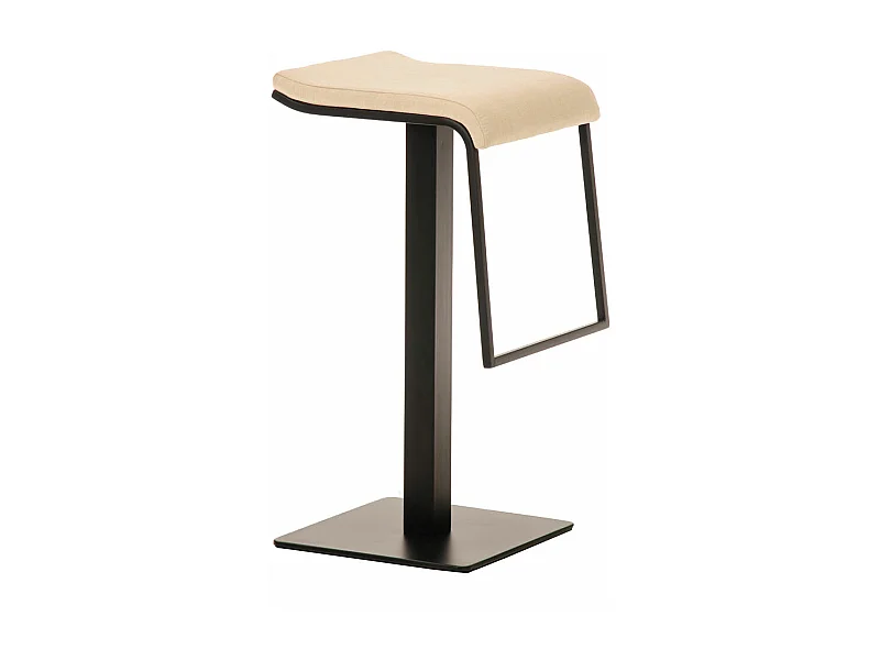 Tabouret de bar - Tissu & Métal noir mat - Crème - Lameng