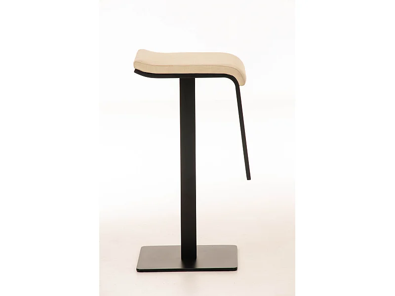 Tabouret de bar - Tissu & Métal noir mat - Crème - Lameng