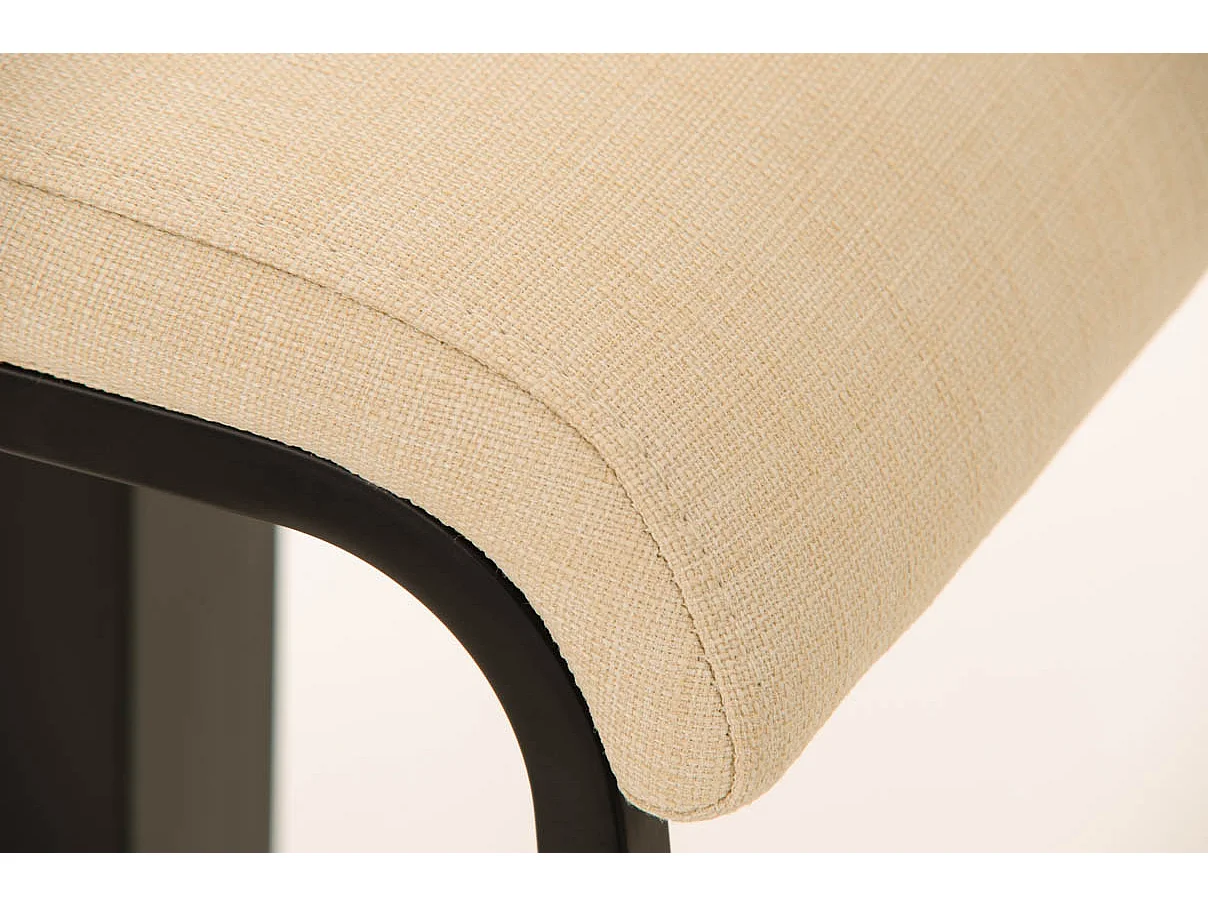 Tabouret de bar - Tissu & Métal noir mat - Crème - Lameng