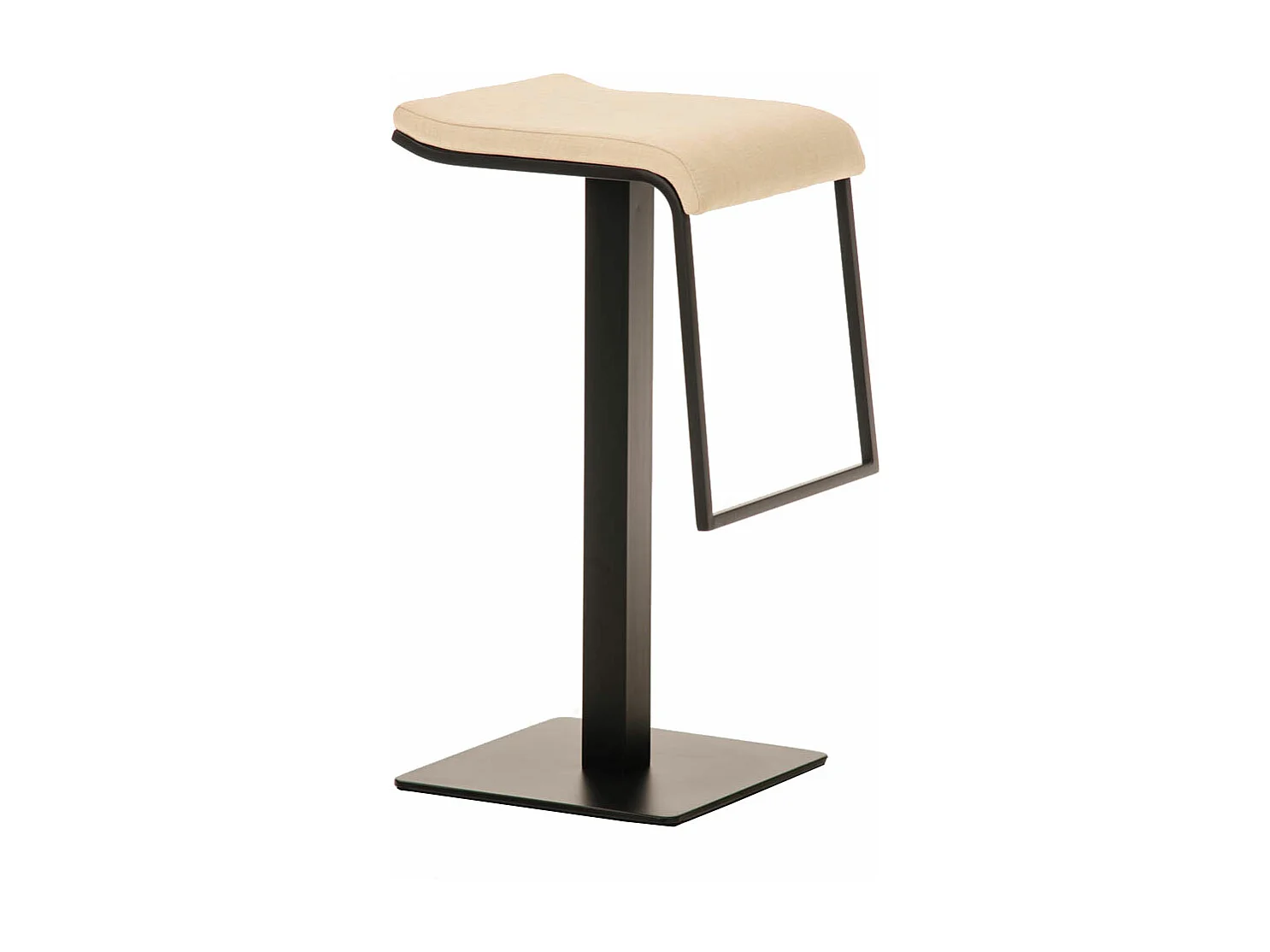 Tabouret de bar - Tissu & Métal noir mat - Crème - Lameng