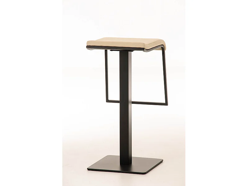 Tabouret de bar - Tissu & Métal noir mat - Crème - Lameng