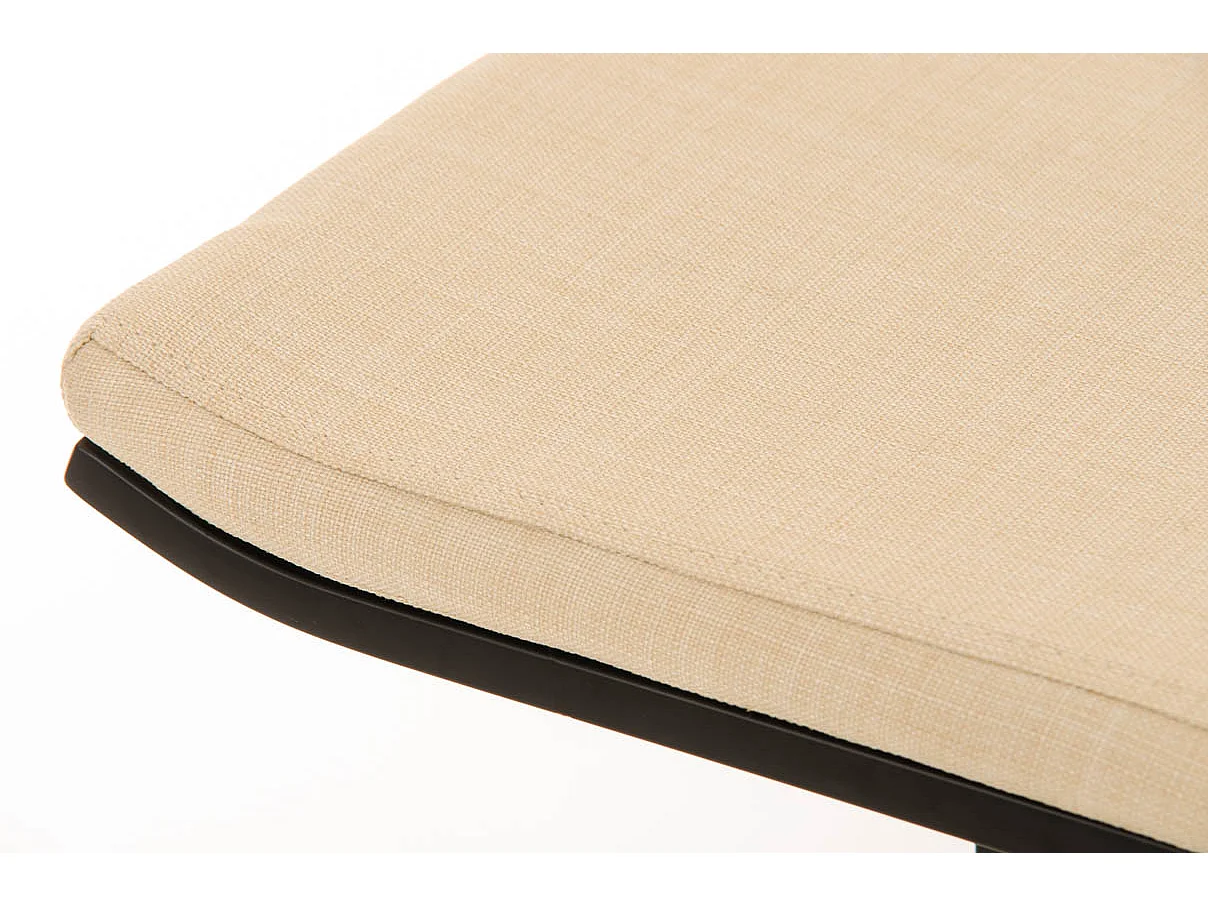 Tabouret de bar - Tissu & Métal noir mat - Crème - Lameng