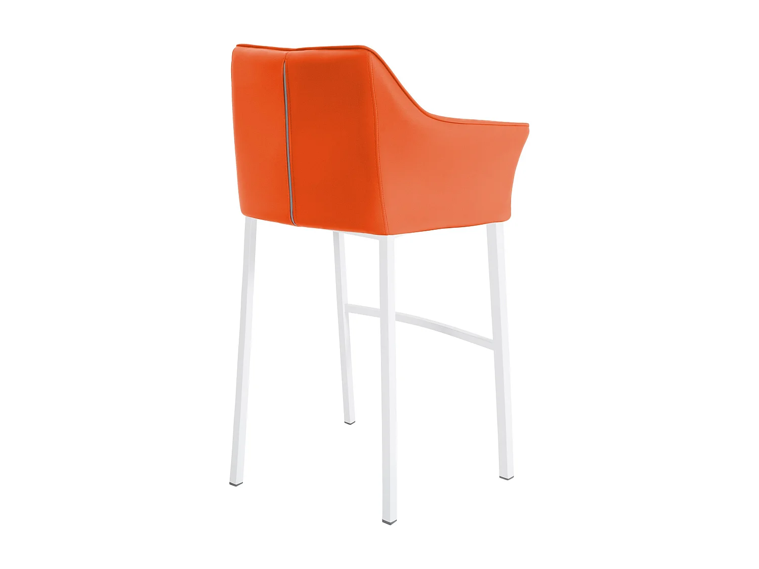 Tabouret de bar - Similicuir & Blanc - Orange - Damaso