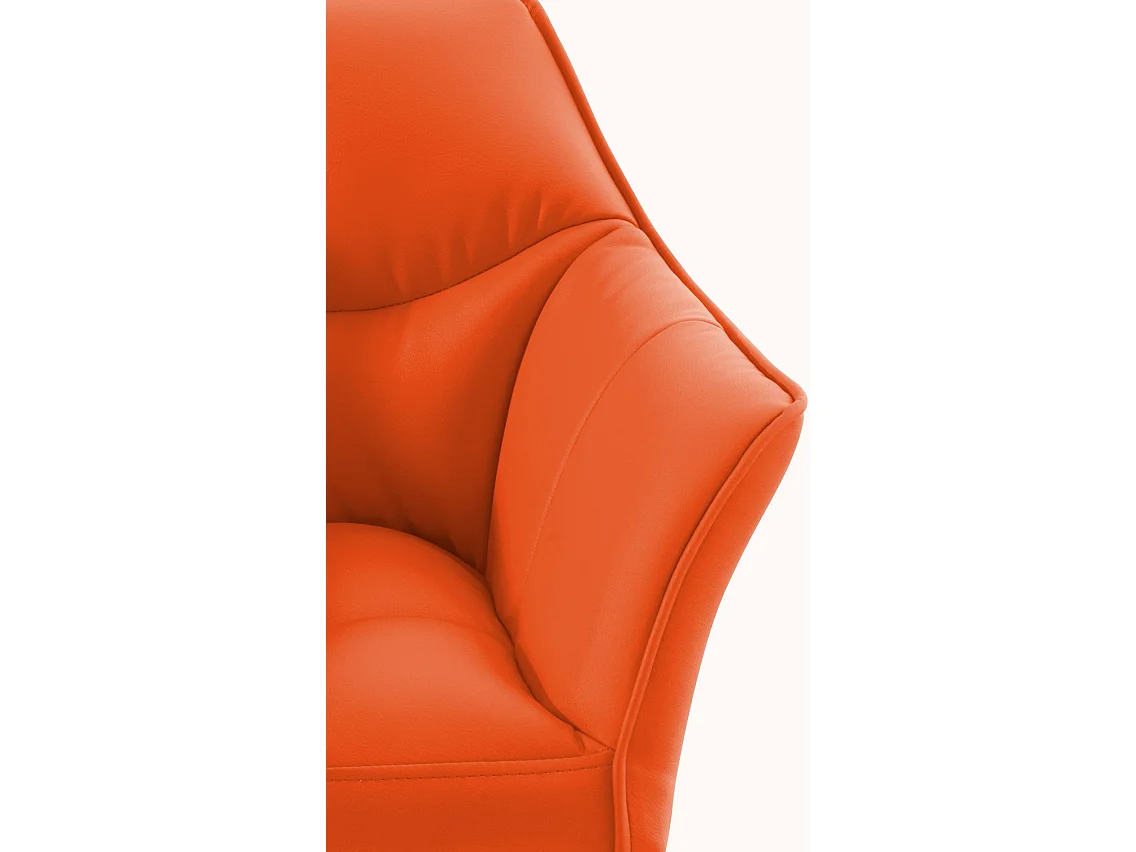 Tabouret de bar - Similicuir & Blanc - Orange - Damaso