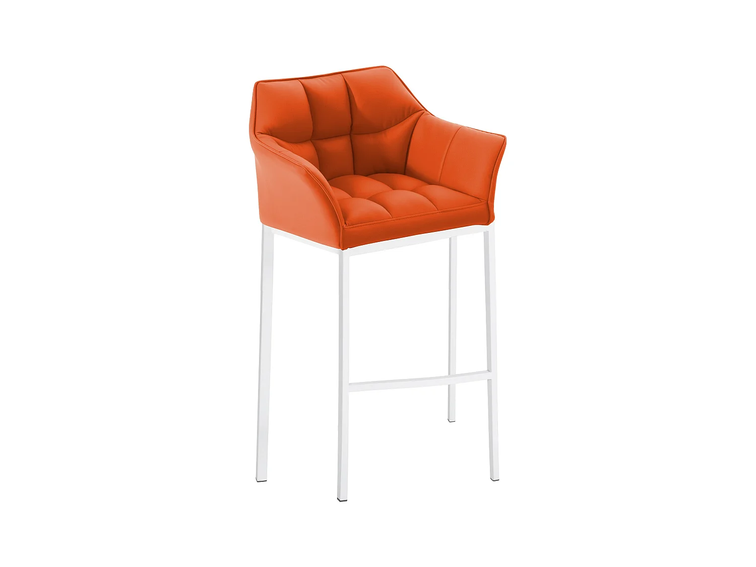 Tabouret de bar - Similicuir & Blanc - Orange - Damaso