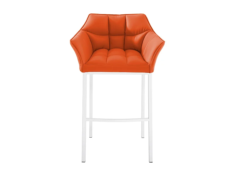 Tabouret de bar - Similicuir & Blanc - Orange - Damaso