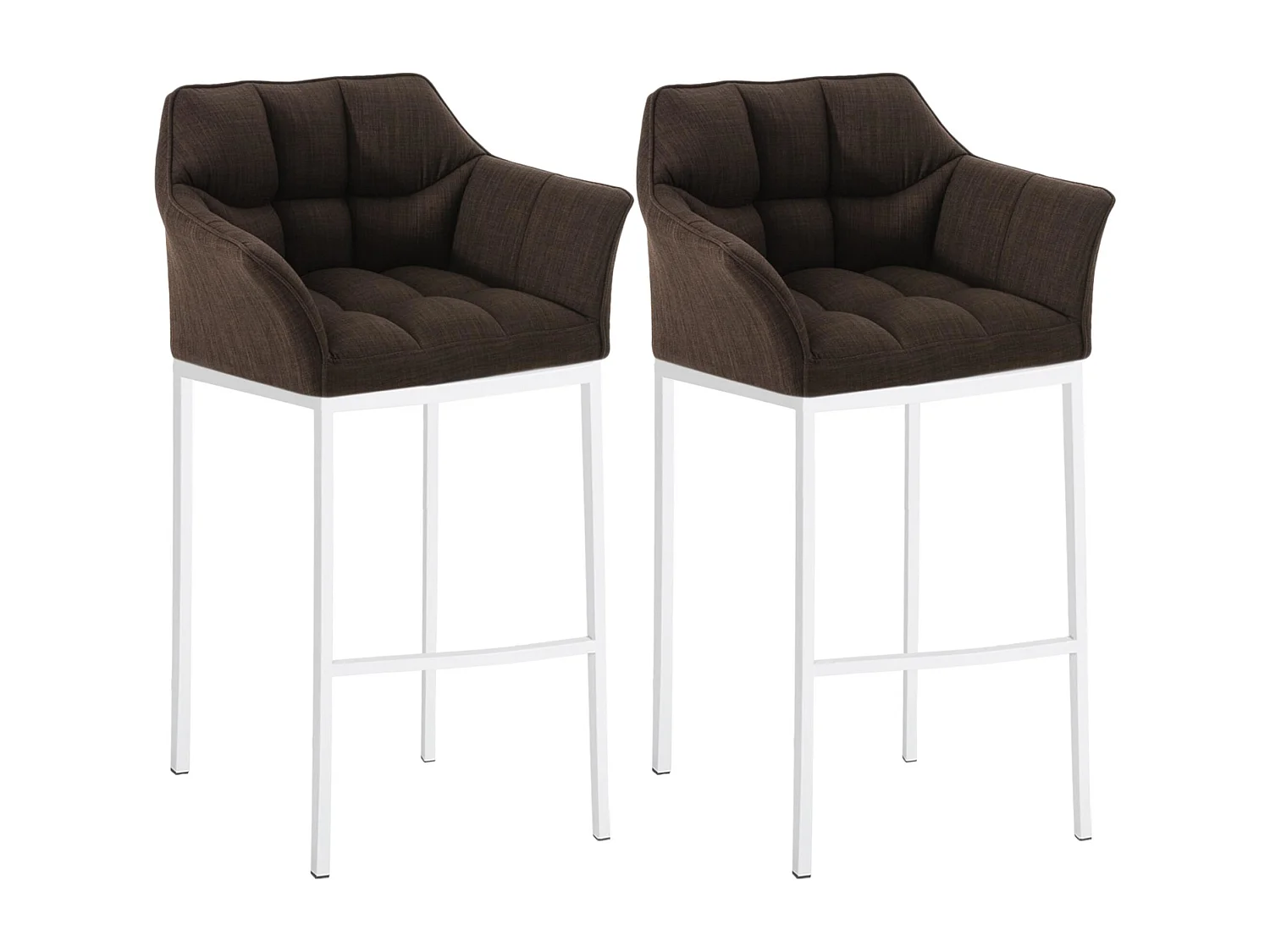 Lot de 2  Tabouret de bar - Tissu & Blanc - Marron - Damaso