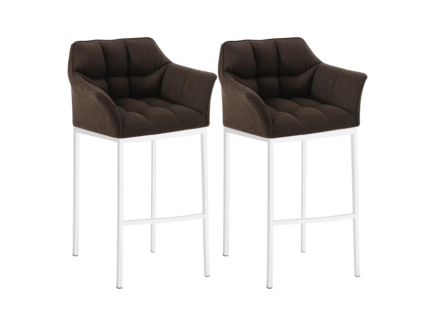 Lot de 2  Tabouret de bar - Tissu & Blanc - Marron - Damaso