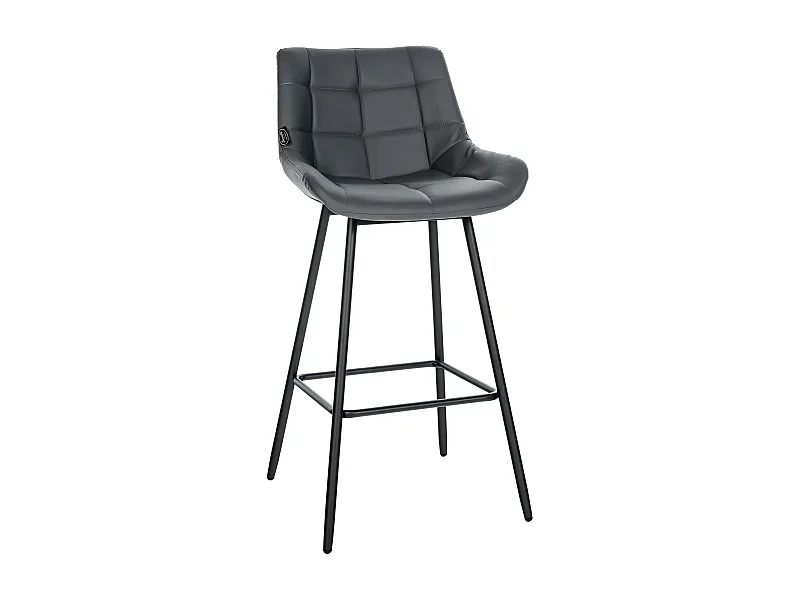 Tabouret de bar - Similicuir - Gris - Weston