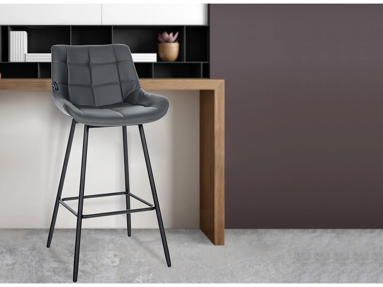 Tabouret de bar - Similicuir - Gris - Weston