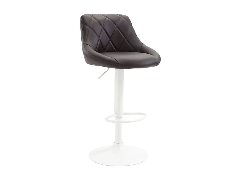 Tabouret de bar - Similicuir & Blanc - Marron - Lazio