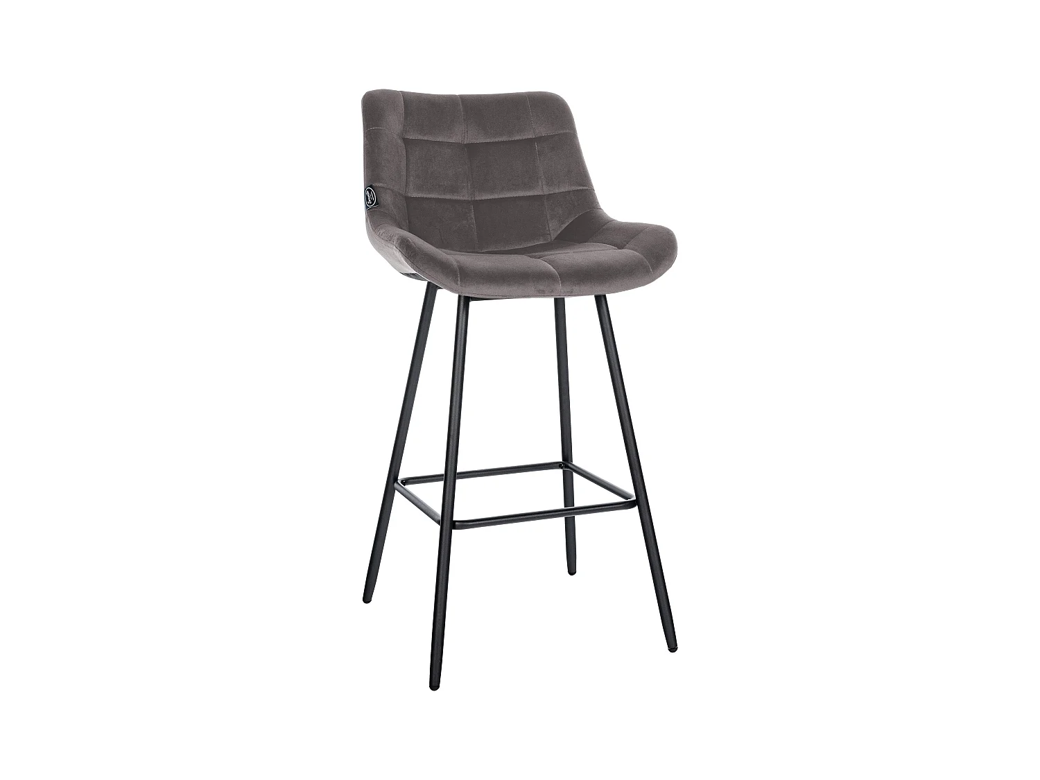 Tabouret de bar - Velours & Métal - Gris - Weston