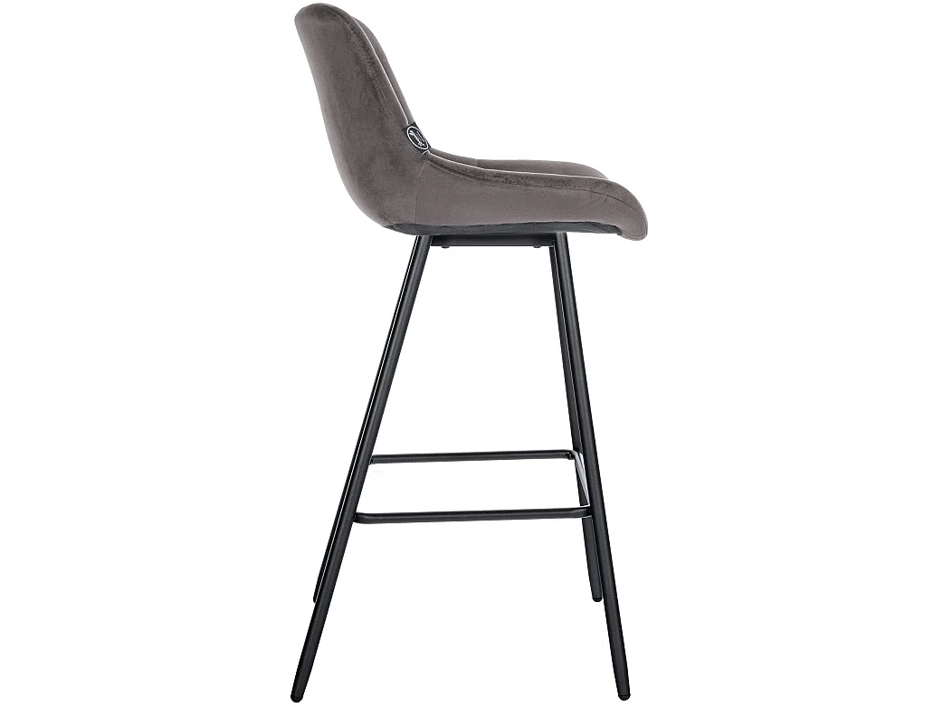 Tabouret de bar - Velours - Gris - Weston