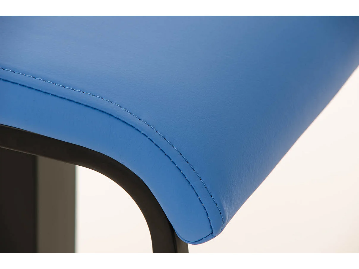 Tabouret de bar - Similicuir & Métal noir mat - Bleu - Lameng B78