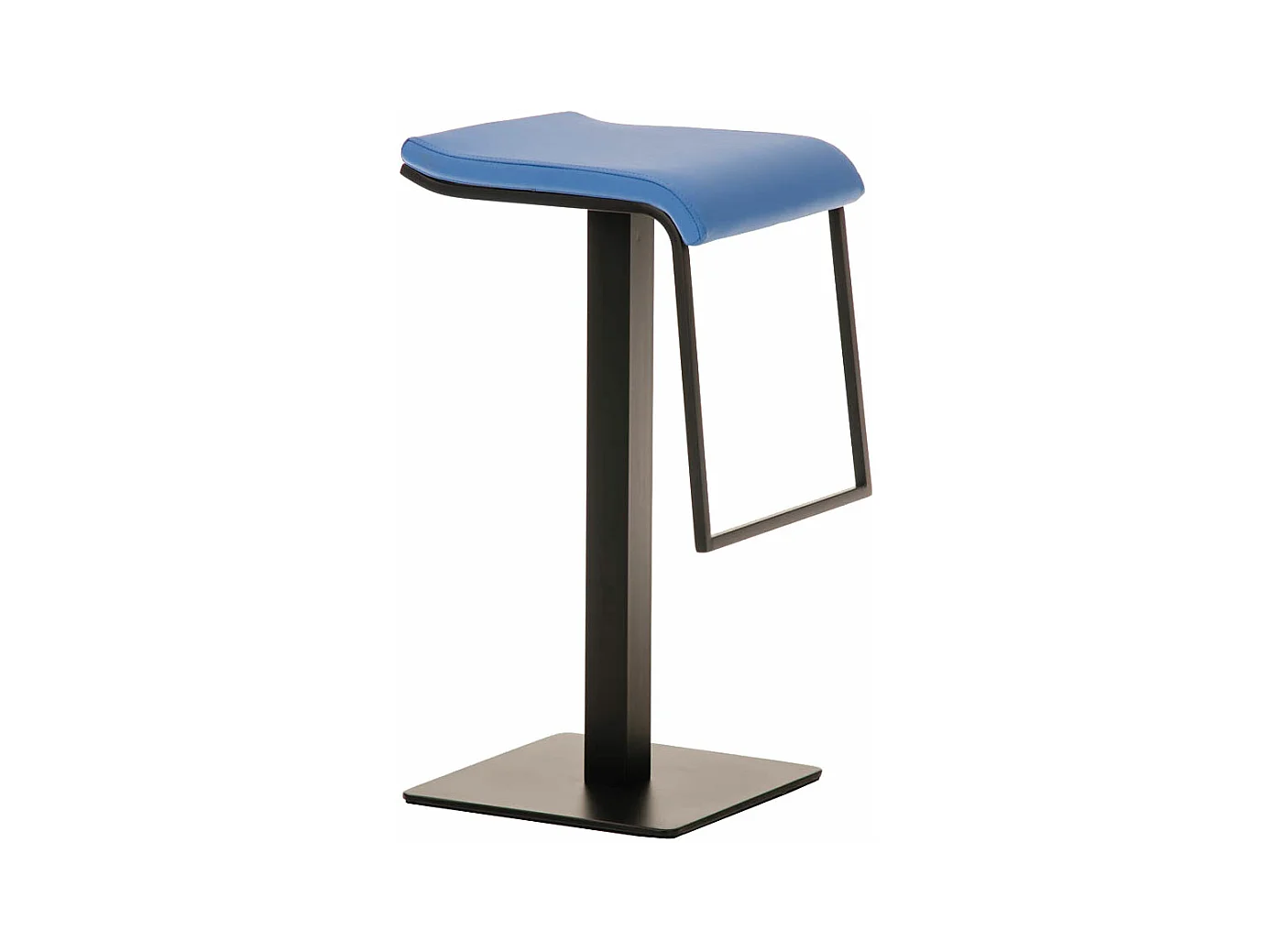 Tabouret de bar - Similicuir & Métal noir mat - Bleu - Lameng B78
