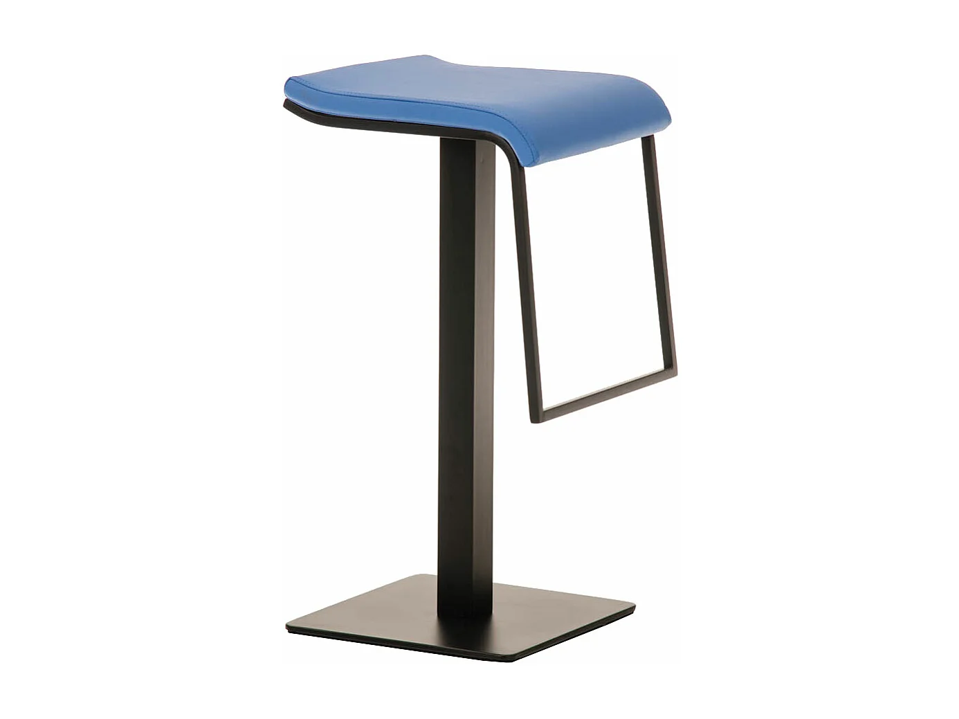 Tabouret de bar - Similicuir & Métal noir mat - Bleu - Lameng B78