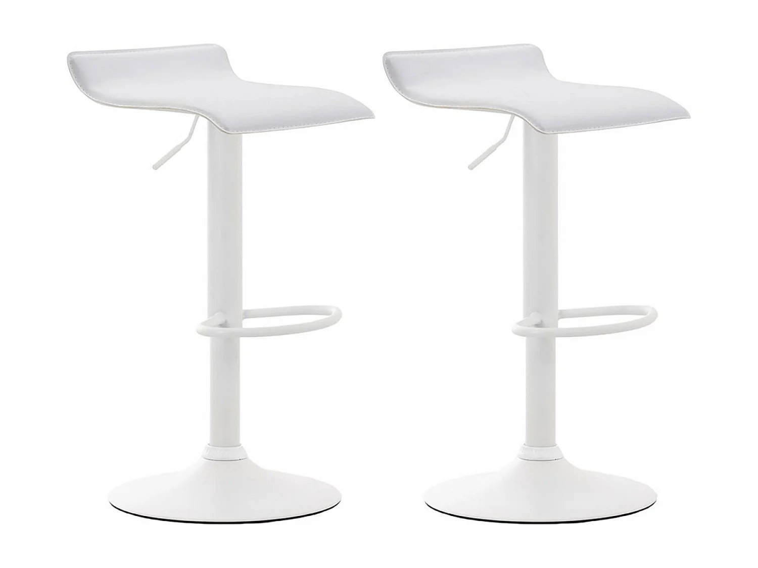 Lot de 2  Tabouret de bar - Similicuir & Métal - Blanc - Dyn V2