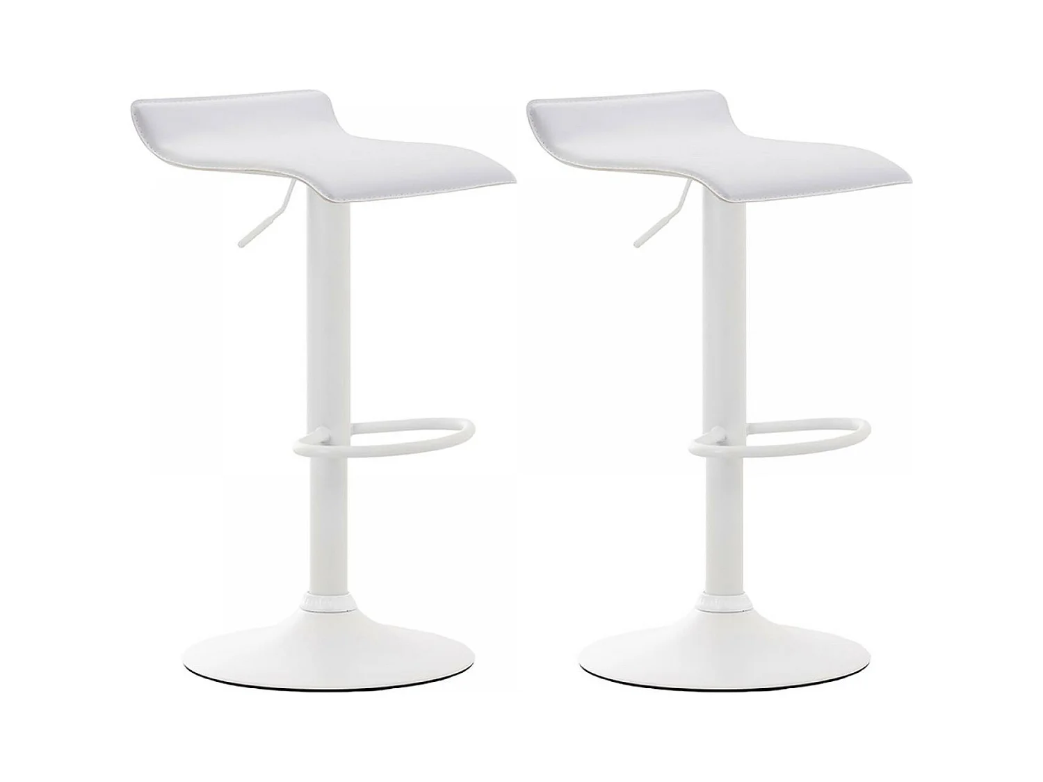 Lot de 2  Tabouret de bar - Similicuir & Métal - Blanc - Dyn V2
