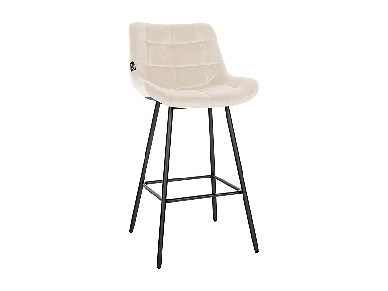 Tabouret de bar - Velours & Métal - Crème - Weston