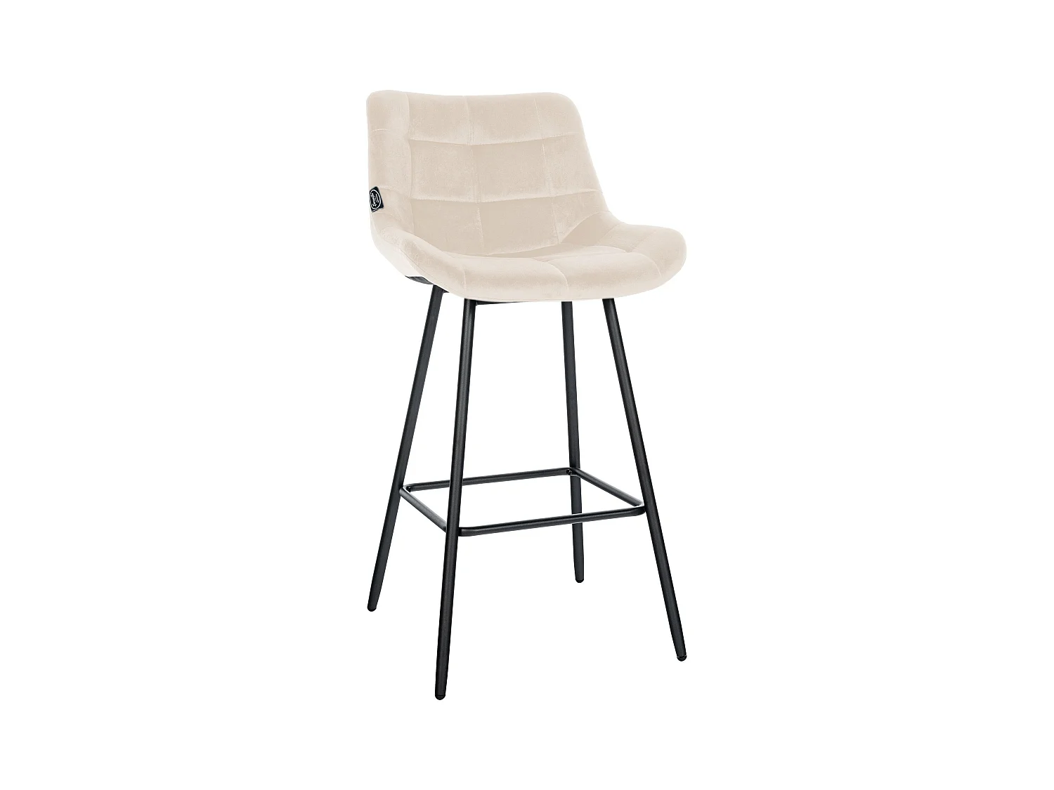 Tabouret de bar - Velours & Métal - Crème - Weston