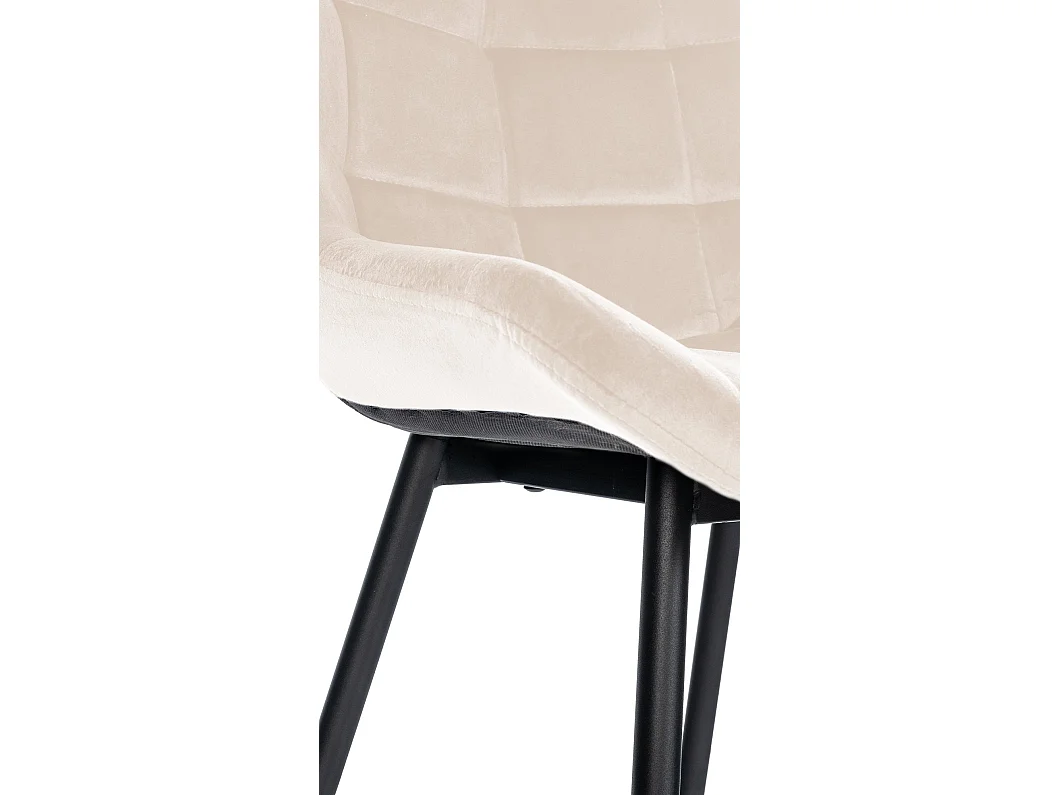 Tabouret de bar - Velours & Métal - Crème - Weston