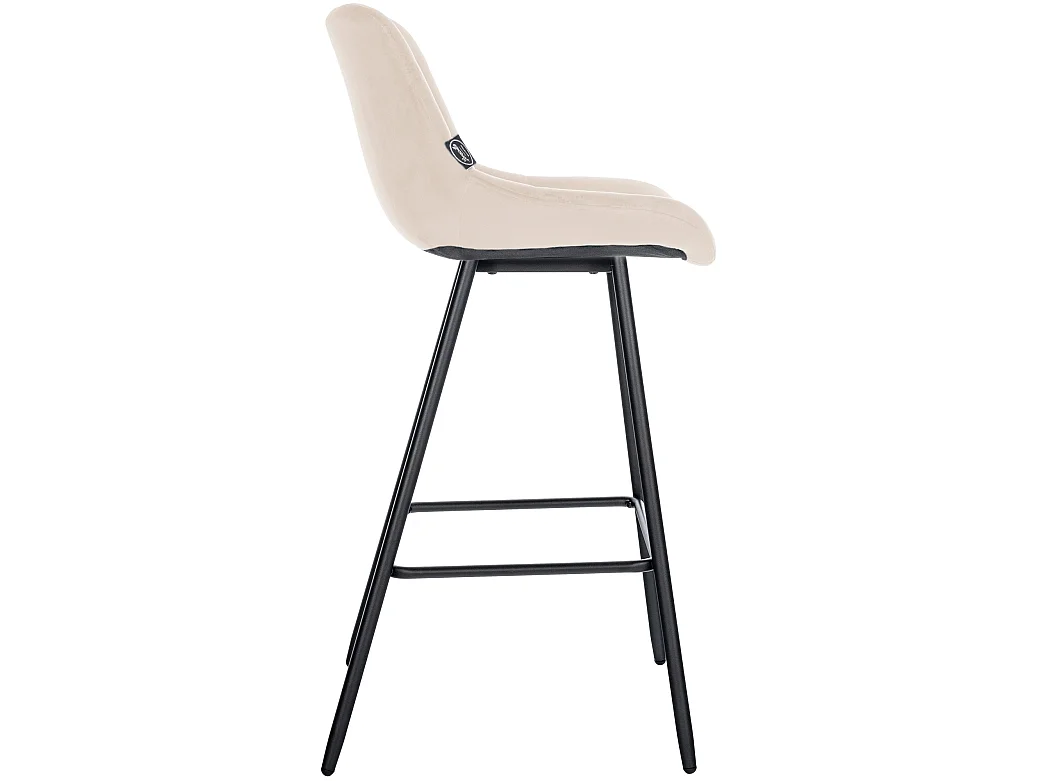 Tabouret de bar - Velours - Crème - Weston
