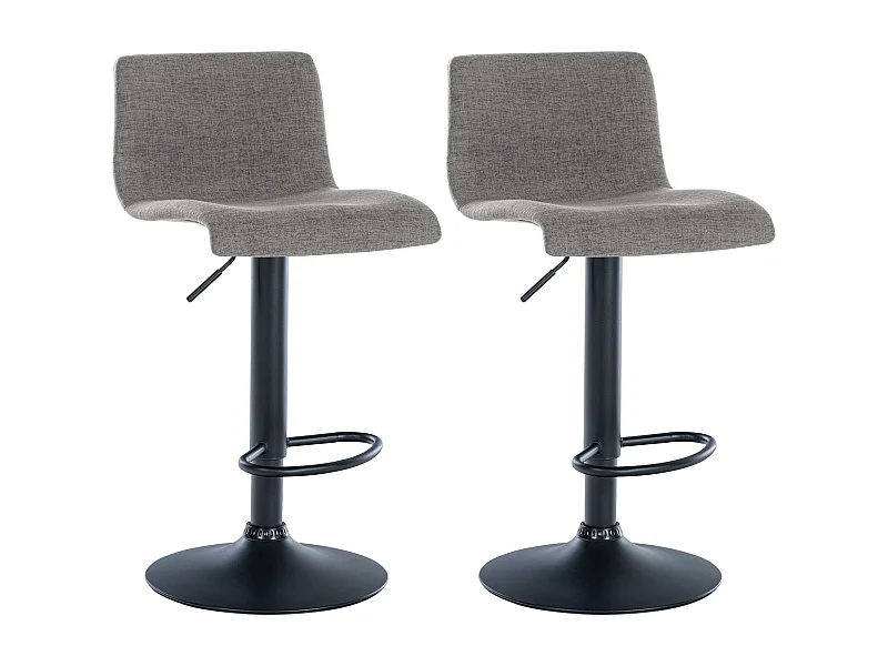 Lot de 2  Tabouret de bar - Tissu & Métal - Gris clair - Branford