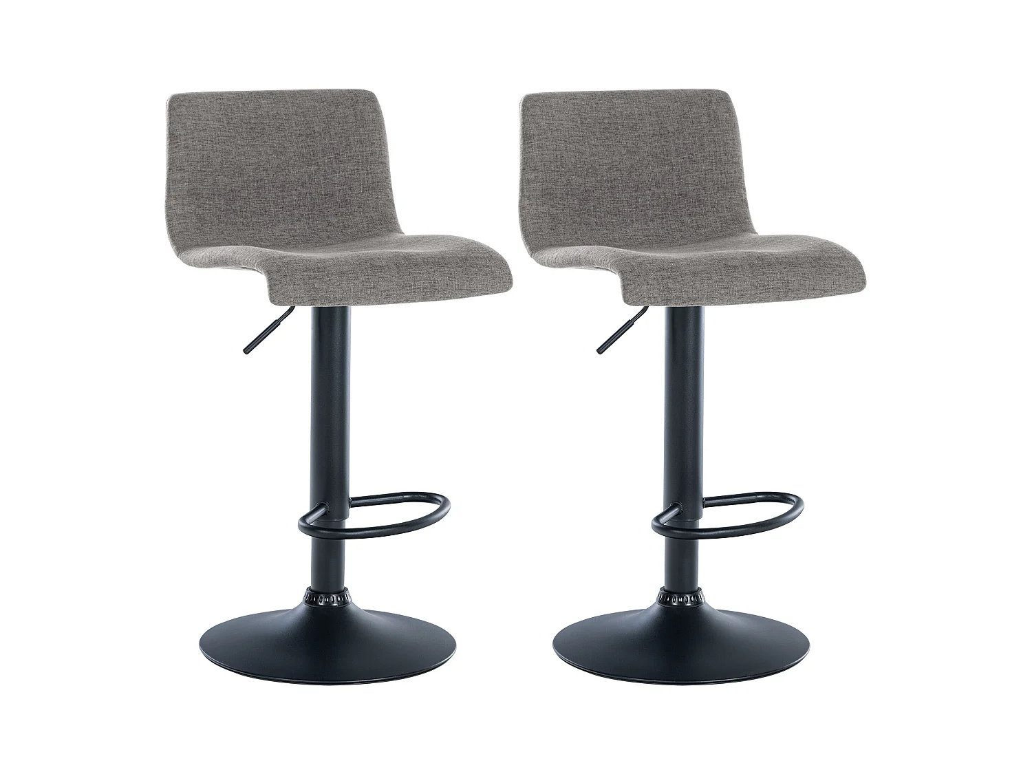 Lot de 2  Tabouret de bar - Tissu & Métal - Gris clair - Branford