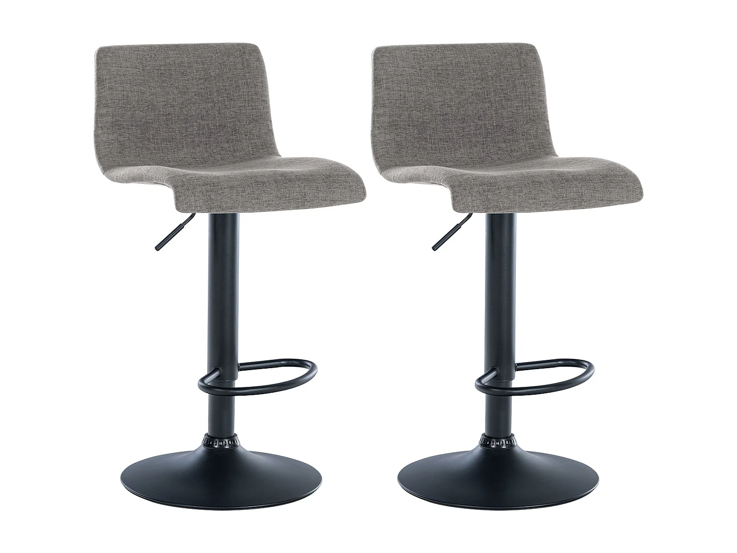 Lot de 2  Tabouret de bar - Tissu & Métal - Gris clair - Branford