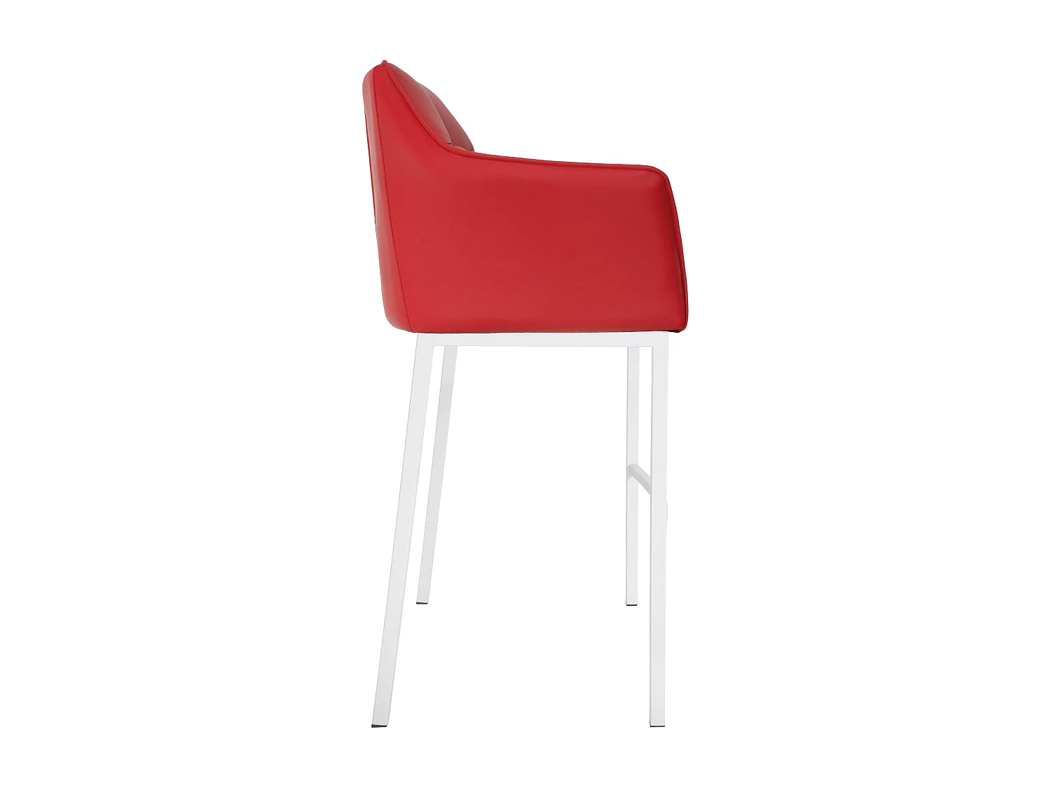 Tabouret de bar - Similicuir & Blanc - Rouge - Damaso
