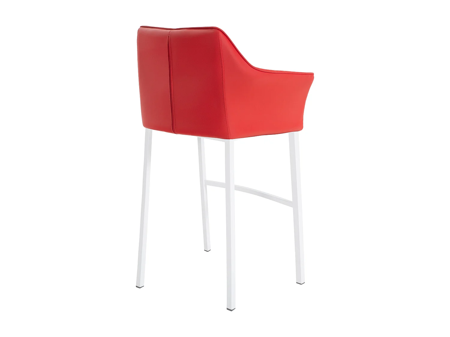 Tabouret de bar - Similicuir & Blanc - Rouge - Damaso