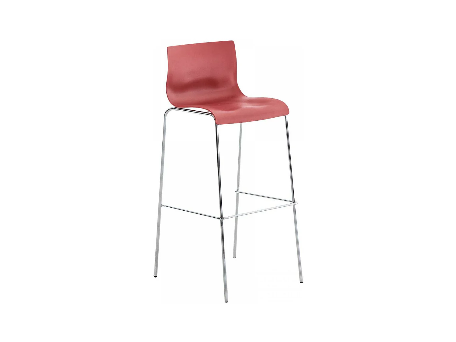 Tabouret de bar - Plastique & Chrome - Rouge - Hoover