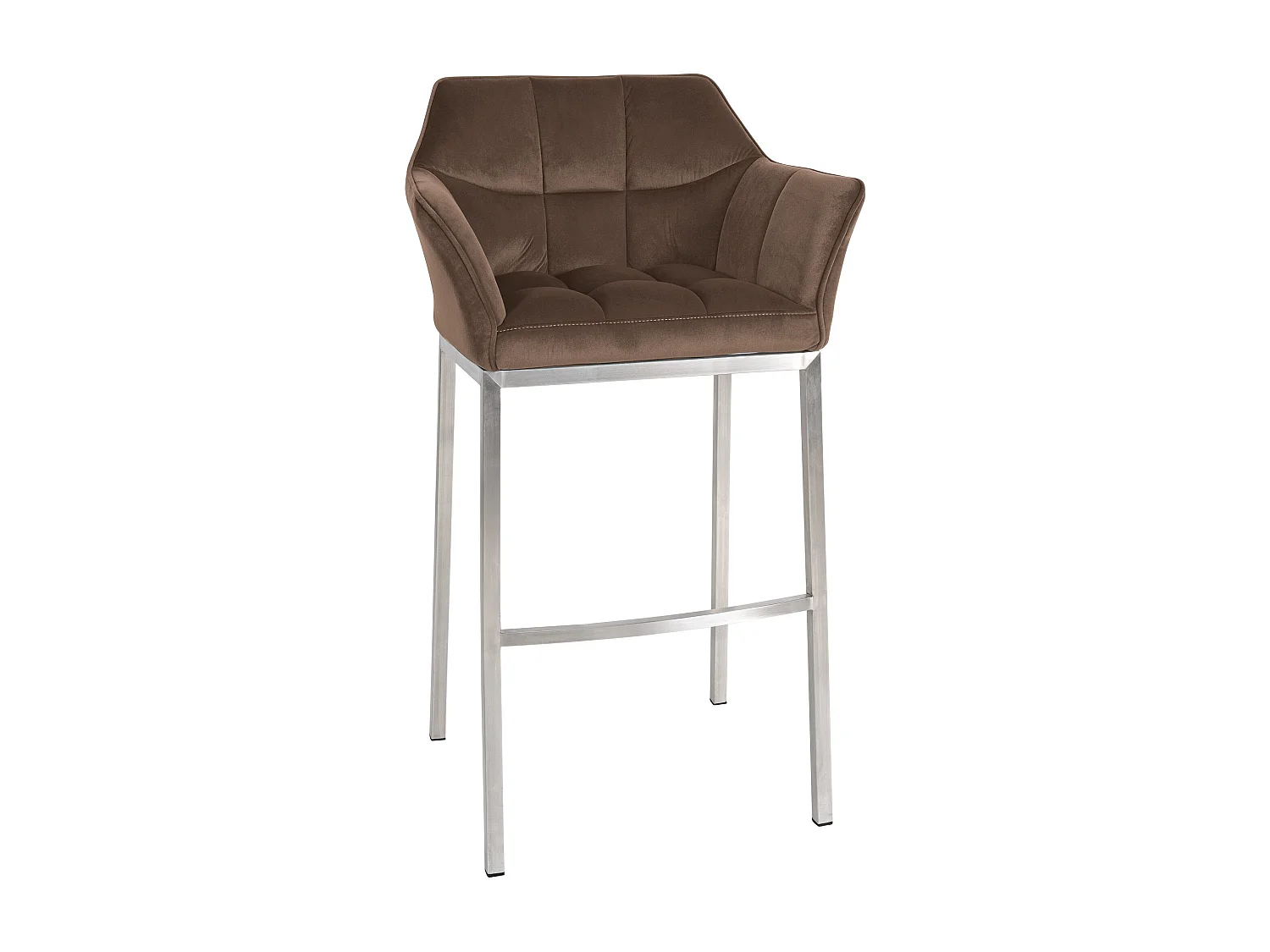 Tabouret de bar - Velours & Acier inoxydable - Marron - Damaso