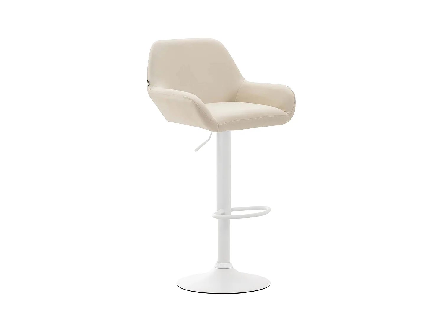 Lot de 2  Tabouret de bar - Similicuir (PVC) & Métal noir mat - Crème - Braga