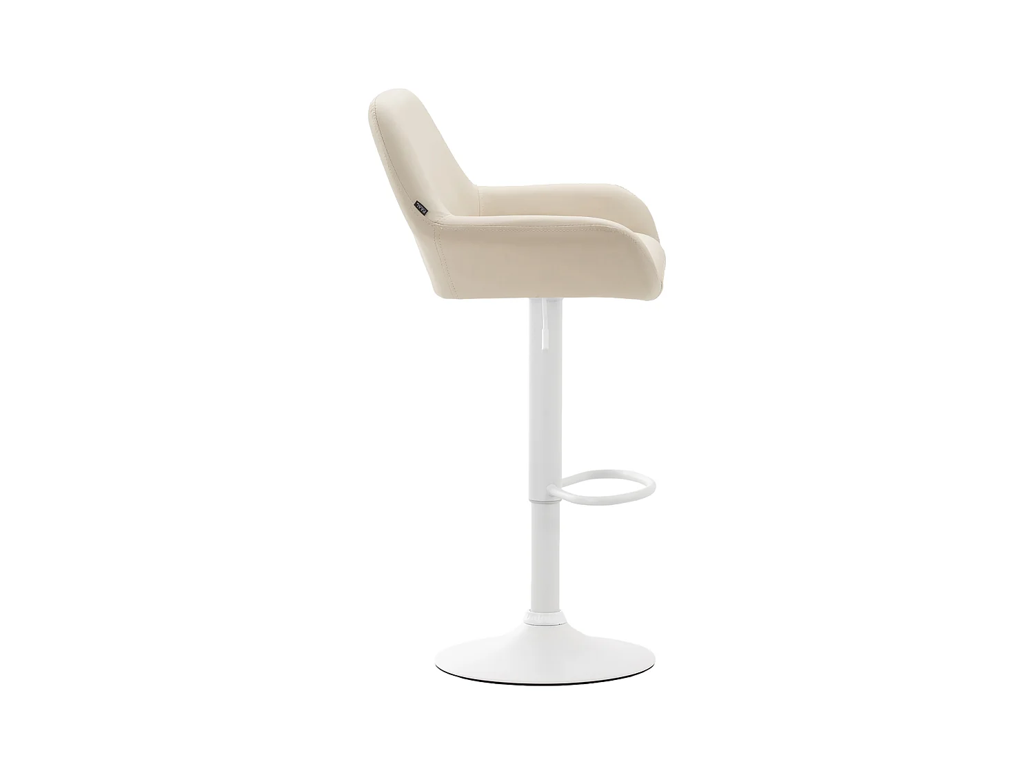 Lot de 2  Tabouret de bar - Similicuir (PVC) & Métal noir mat - Crème - Braga