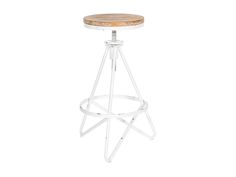 Tabouret de bar - Métal & Nature - Blanc antique - Karla