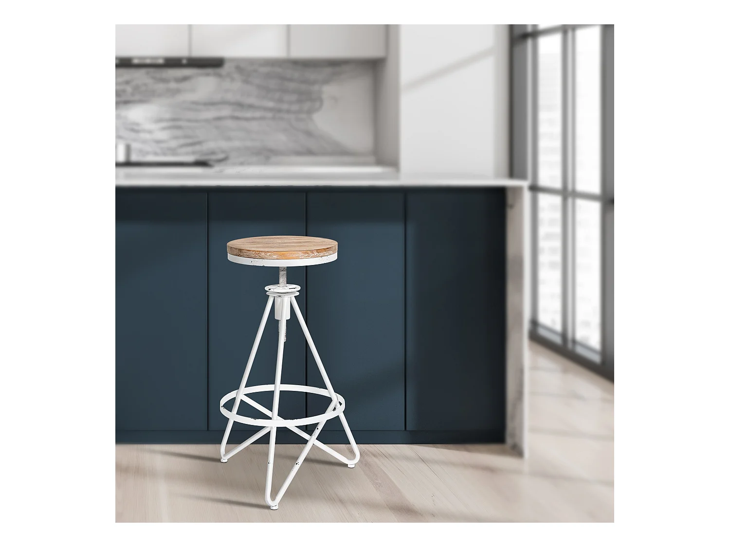 Barhocker - Metall & natura - antik weiß - Karla