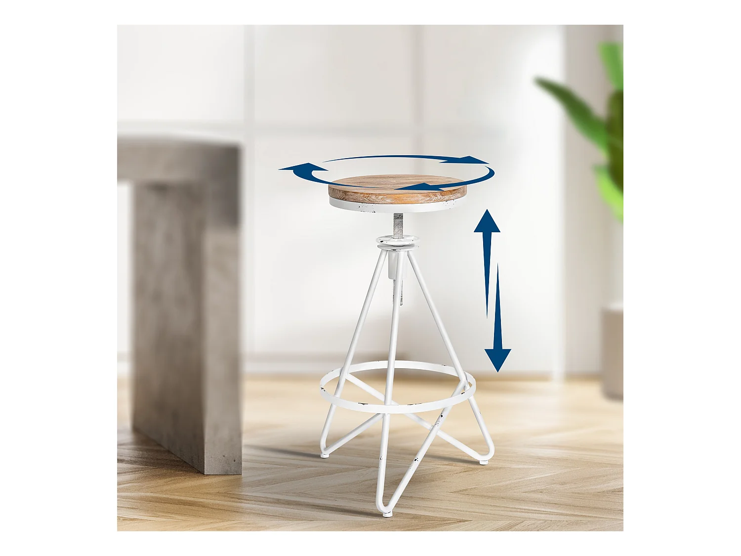 Barhocker - Metall & natura - antik weiß - Karla