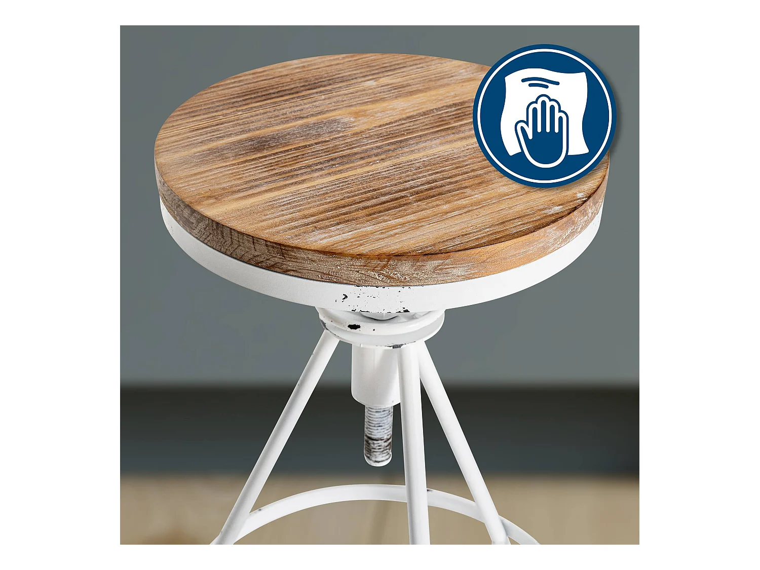 Barhocker - Metall & natura - antik weiß - Karla