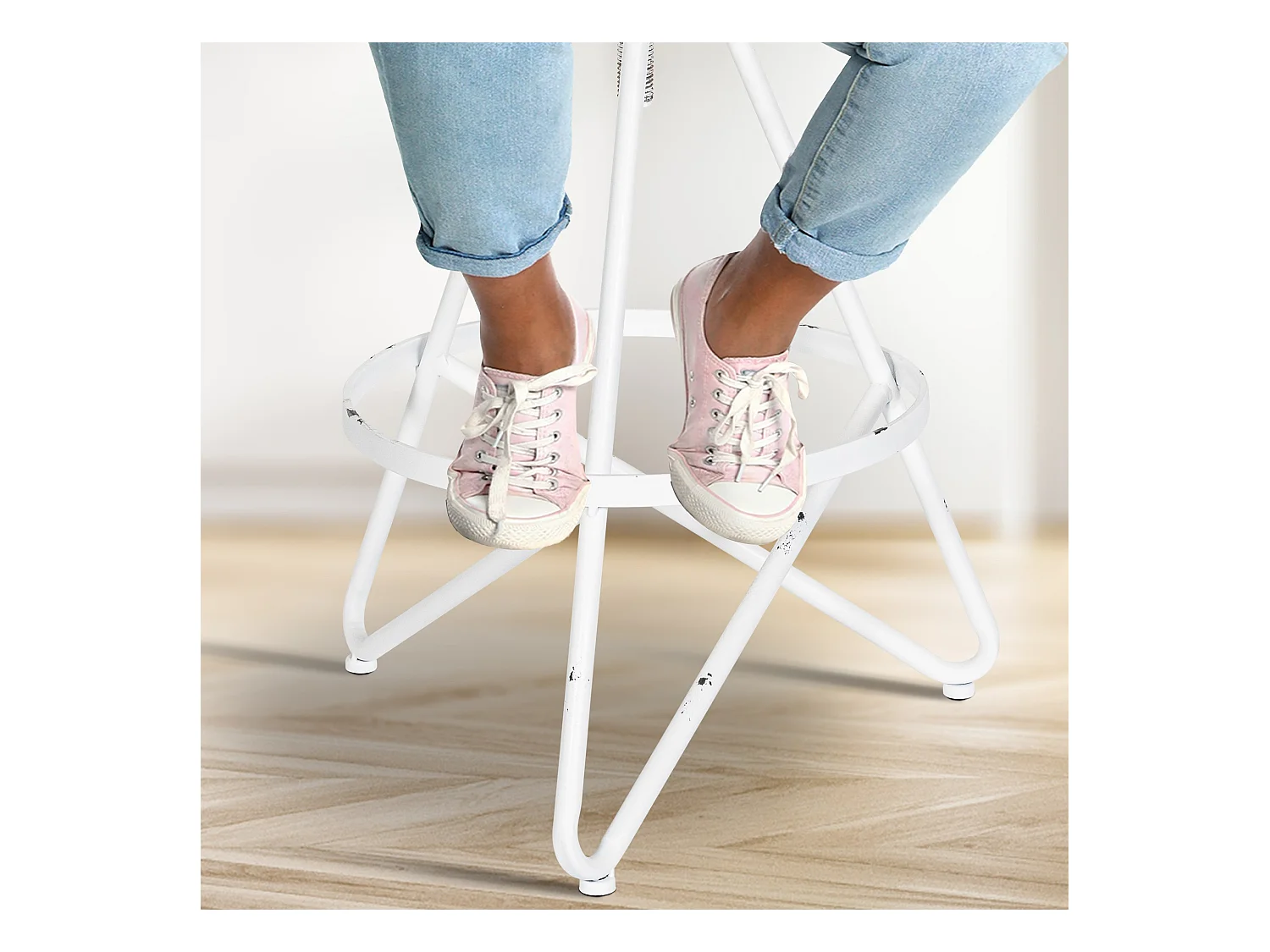 Barhocker - Metall & natura - antik weiß - Karla