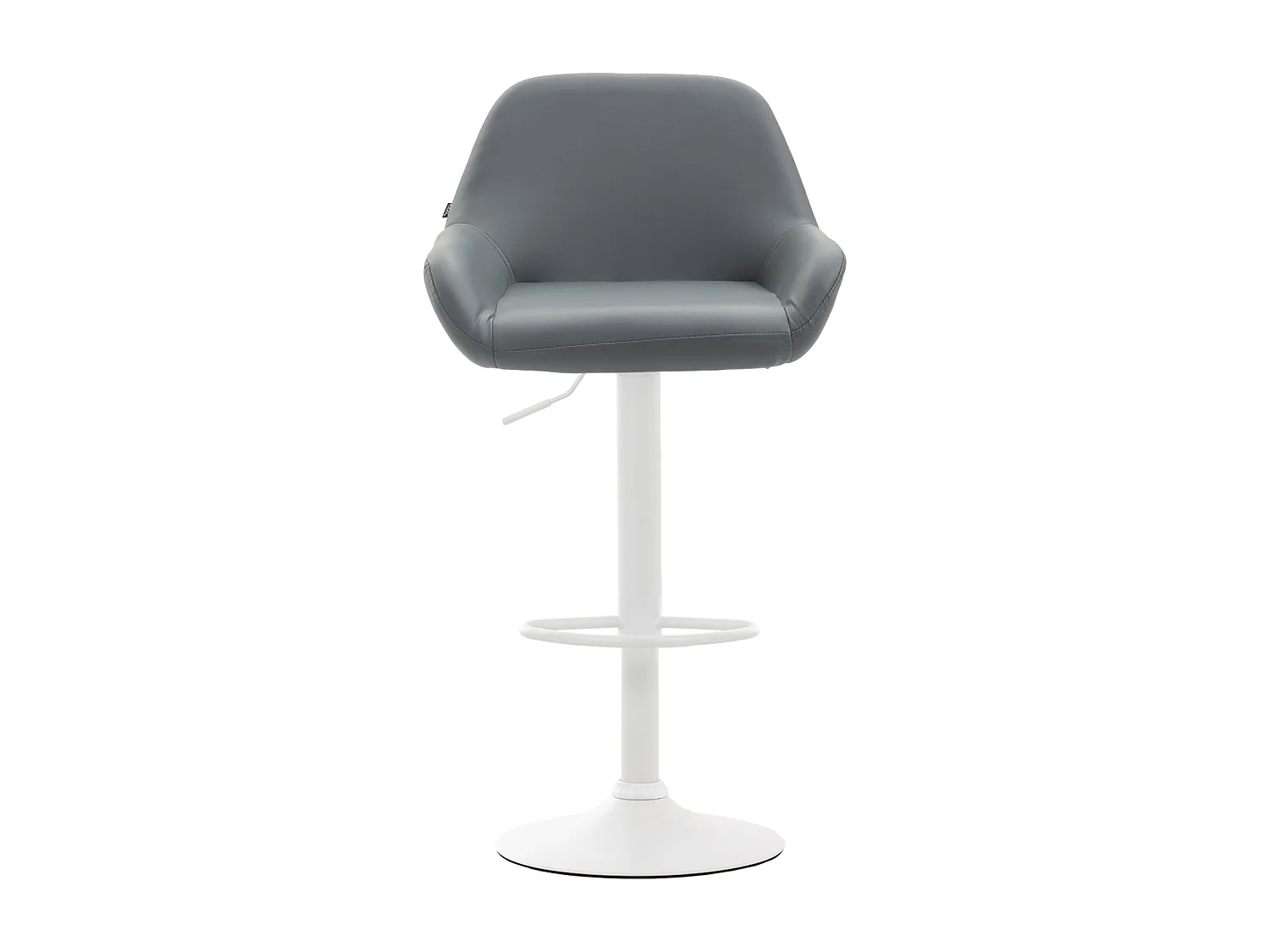 Lot de 2  Tabouret de bar - Similicuir (PVC) & Métal noir mat - Gris - Braga