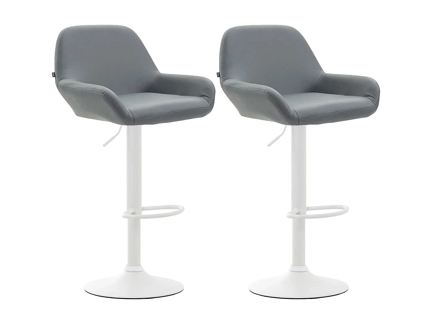 Lot de 2  Tabouret de bar - Similicuir (PVC) & Métal noir mat - Gris - Braga