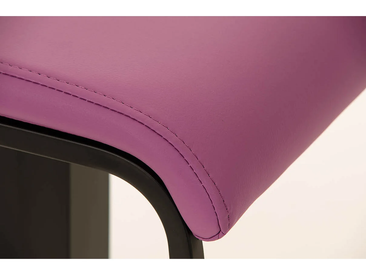 Tabouret de bar - Similicuir & Métal noir mat - Violet - Lameng B78