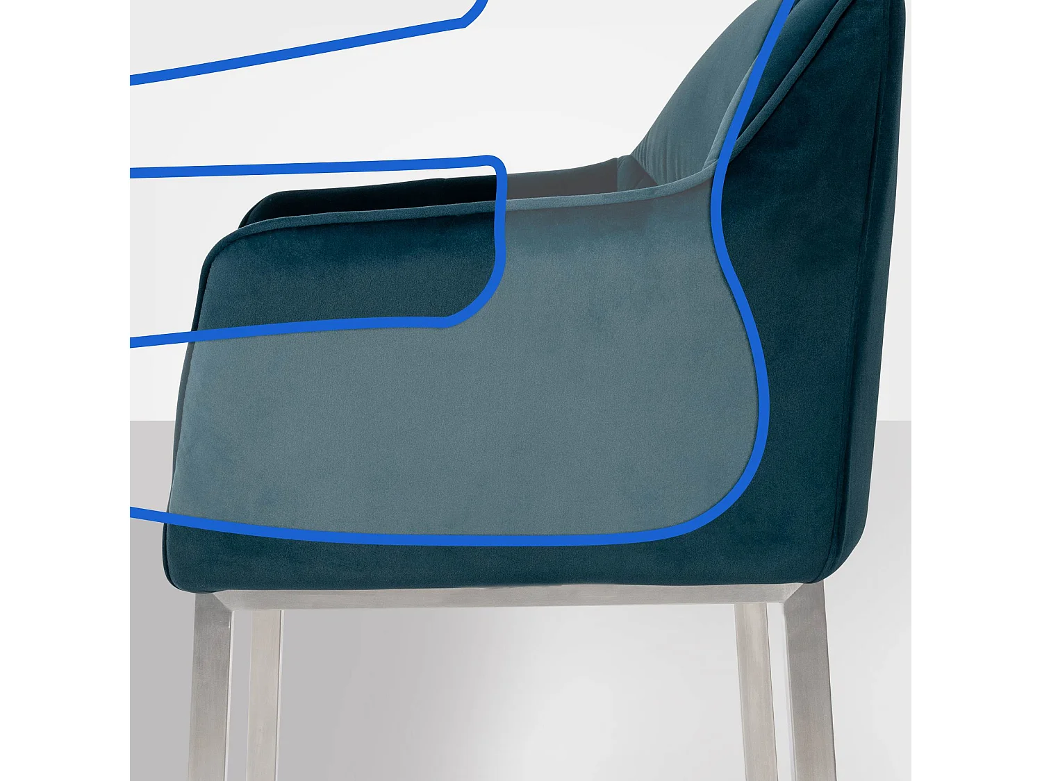 Tabouret de bar - Velours & Acier inoxydable - Vert - Damaso